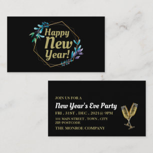 Cartão De Informações Bilhete para Festa de Réveillon Champagne & Coroa