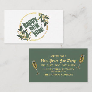 Cartão De Informações Bilhete para Festa de Réveillon Champagne & Coroa