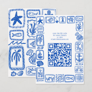 Cartão De Informações Bilhetes de Amor do Mar Moderno QR Personalizado  