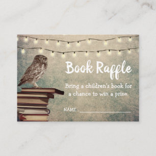 Cartão De Informações Bilhetes De Chá de fraldas Da Vintage Owl Raffle