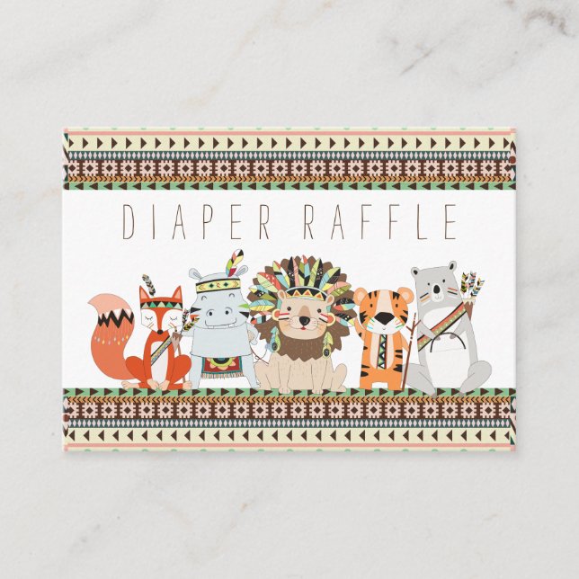 Cartão De Informações Bilhetes de Raffle de Fralda Tribal (Frente)