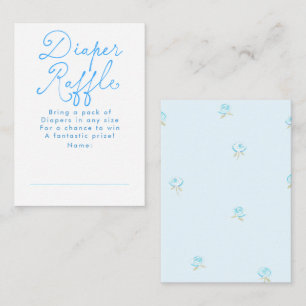 Cartão De Informações Bilhetes de rifa de fralda azul floral fofo para c