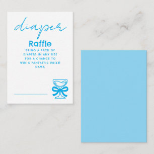 Cartão De Informações Bilhetes de rifa de fralda Champagne Azul Capricho