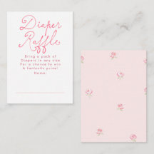 Bilhetes de rifa de fralda fofa floral rosa para c