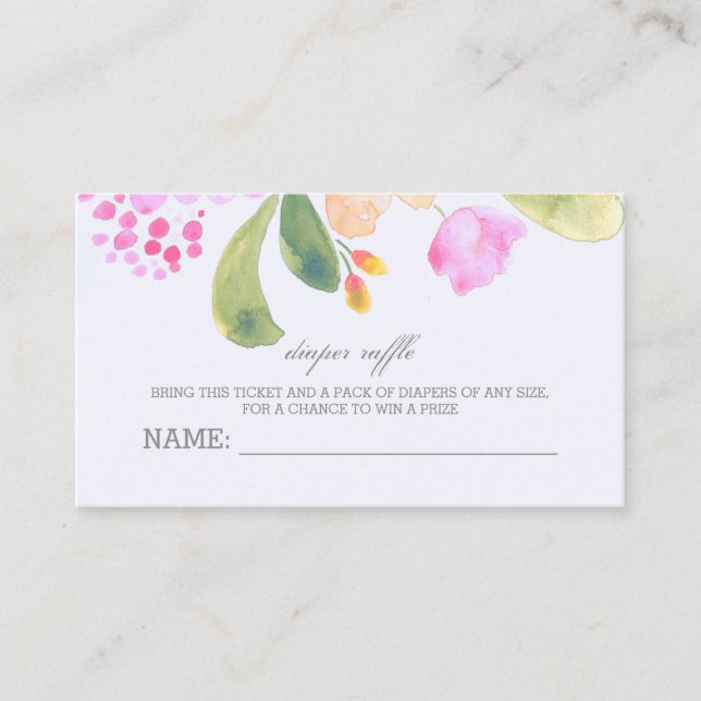 Cartão De Informações Bilhetes de rifa de fraldas (Frente)