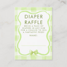 Bilhetes de Rifa de Fraldas com Laço Verde para Ch