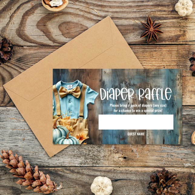 Cartão De Informações Bilhetes de rifa de fraldas para Baby Shower Littl (Criador carregado)
