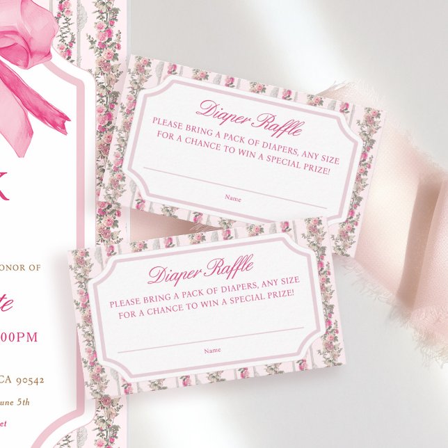 Cartão De Informações Bilhetes de Rifa de Fraldas para Chá de Bebê Love  (Criador carregado)