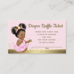 Cartão De Informações Bilhetes de Rifa de Fraldas Princesa Ouro Rosa