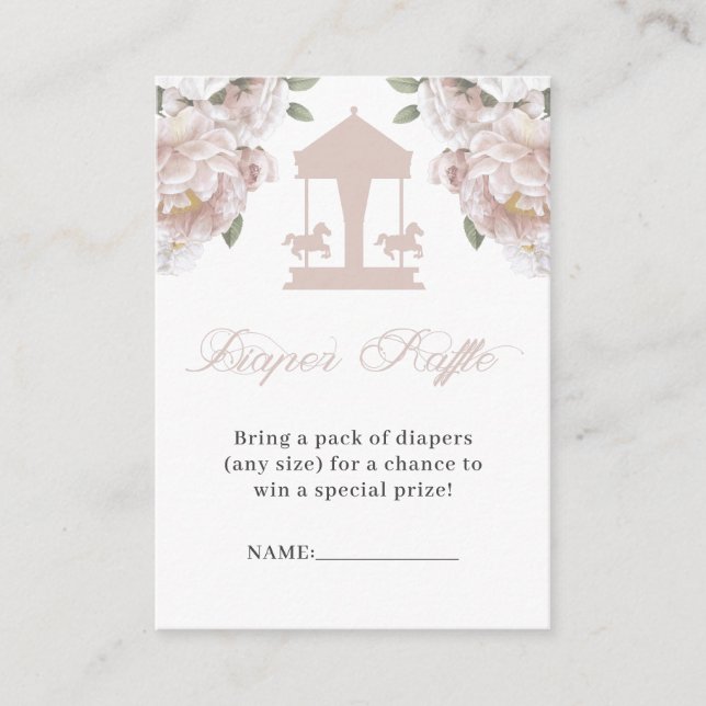 Cartão De Informações Bilhetes de Rifas de Fraldas do Carrossel (Frente)