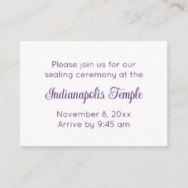 Cartão De Informações Bilingual Purple Script Temple Sealing Invitation