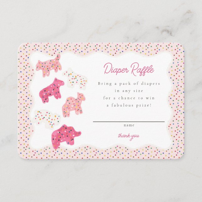 Cartão De Informações Biscoitos Animais com Glacê Rosa - Cartela de Rifa (Frente)