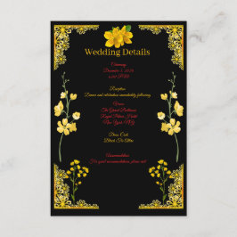 Cartão De Informações Black and Gold Wedding Enclosure Card