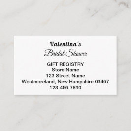 Cartão De Informações Black and White Bridal Shower Gift Registry