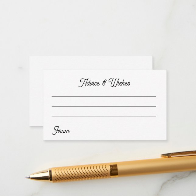 Cartão De Informações Black and white  wedding advice cards (Frente/Verso In Situ)