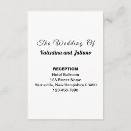 Cartão De Informações Black and White Wedding Reception Portrait