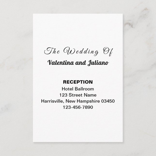 Cartão De Informações Black and White Wedding Reception Portrait (Frente)