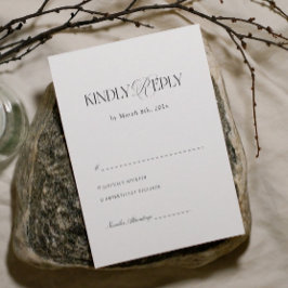 Cartão De Informações Black and White Wedding RSVP 