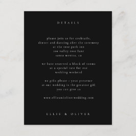 Cartão De Informações Black Boho Wedding Modern