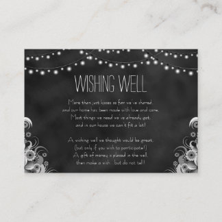 Cartão De Informações Black Chalkboard String Luzes Despertando Bem