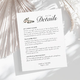 Cartão De Informações Black Palm Wedding Details Card 