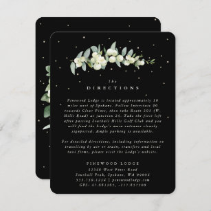 Cartão De Informações Black Snowberry+Eucalyptus Stem WedDirections