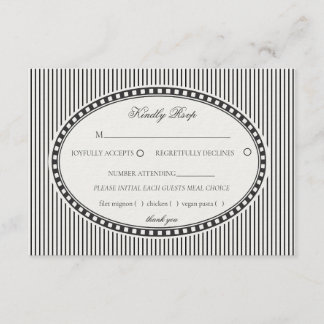 Cartão De Informações Black Striped Harlequin Pattern Wedding RSVP