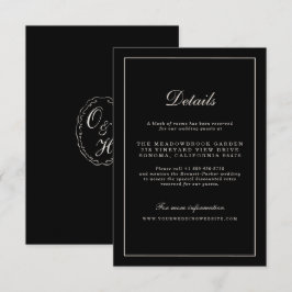 Cartão De Informações Black Tie Wedding Classic Details Enclosure Card
