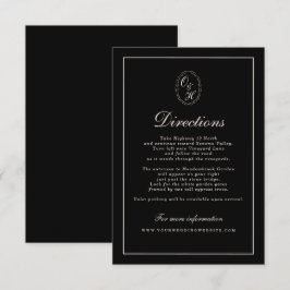 Cartão De Informações Black Tie Wedding Classic Directions Card