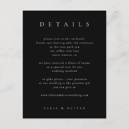 Cartão De Informações Black & White Elegant Boho Details Wedn Modern