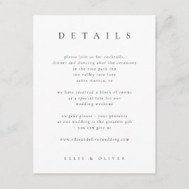 Cartão De Informações Black & White Elegant Boho Details Wedn Modern