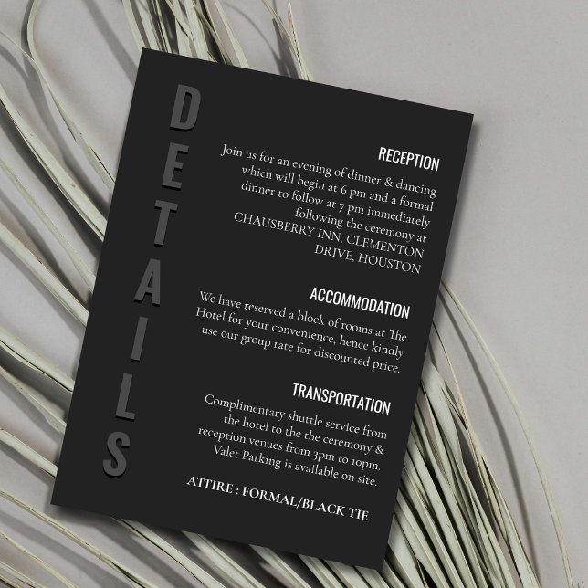 Cartão De Informações Blackout Minimalist Wedding (Criador carregado)