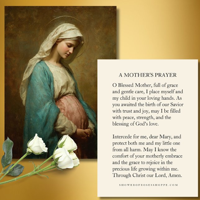 Cartão De Informações Blessed Mother Prayer Card for Expectant Mothers  (Criador carregado)