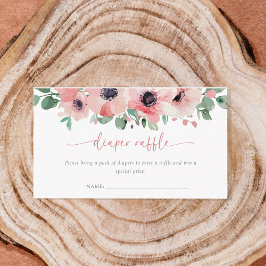 Cartão De Informações Blooming in Love Diaper Raffle Pink Baby Shower
