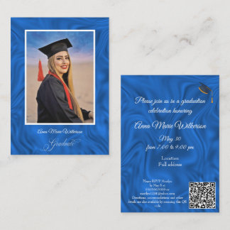 Cartão De Informações Blue Abstract Graduation Party Invitation