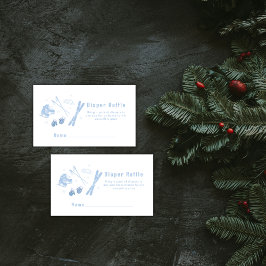 Cartão De Informações Blue Après Bébé Ski Diaper Raffle Baby Shower 