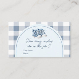 Cartão De Informações Blue Baby Shoes Gingham Booties How Many Candies