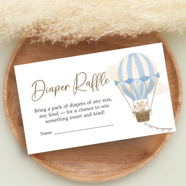 Cartão De Informações Blue Boho Bear Baby Shower Diaper Raffle (Oh Baby Bear Baby Shower Diaper Raffle)