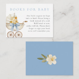 Cartão De Informações Blue Books for Baby Card Vintage Pram Baby Shower