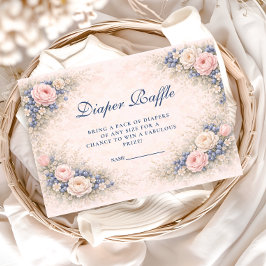 Cartão De Informações Blue Bow Blueberry Diapper Raffle