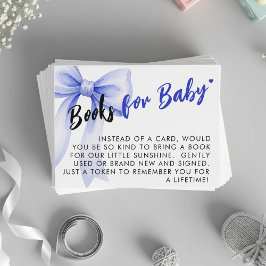 Cartão De Informações Blue Bow Ribbon Cute Baby Shower Book Request