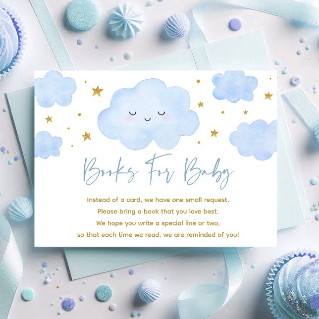 Cartão De Informações Blue Boy Cloud Stars Baby Sprinkle Book Solicitaçã (Criador carregado)