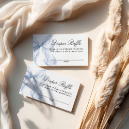 Cartão De Informações Blue Coquette Bow Baby Shower, Diaper Raffle Card