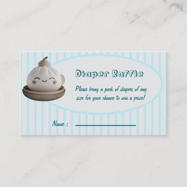 Cartão De Informações Blue Cute Dumpling Diaper Raffle Enclosure Card (Frente)
