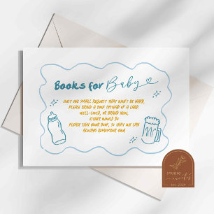 Cartão De Informações Blue Doodle Baby está preparando Livros para Bebê