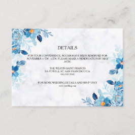 Cartão De Informações Blue Elegant flower summer wedding