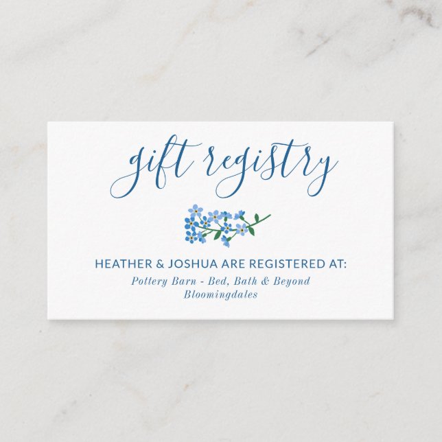 Cartão De Informações Blue esqueça-me de não caligrafia (Frente)