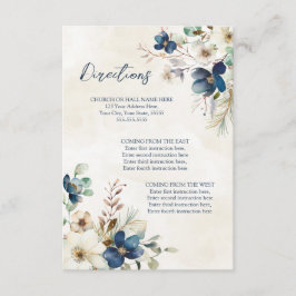 Cartão De Informações Blue Floral Winter Wedding Direction Insert