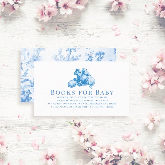 Cartão De Informações Blue French Country Fazenda Animal Boy Books para  (Criador carregado)