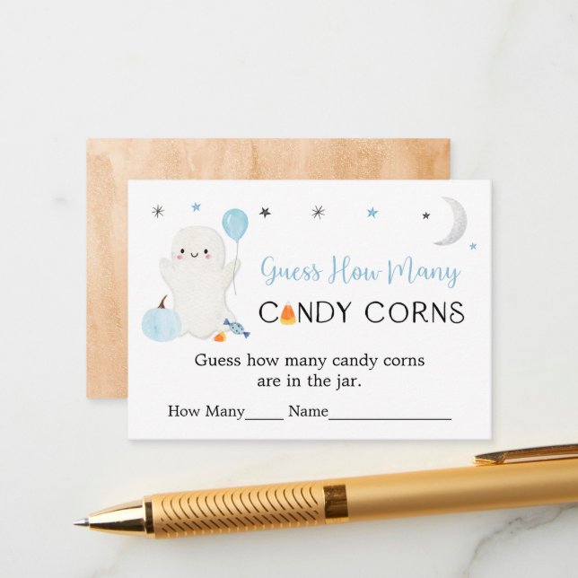 Cartão De Informações Blue Ghost Halloween adivinha quantos jogos (Frente/Verso In Situ)